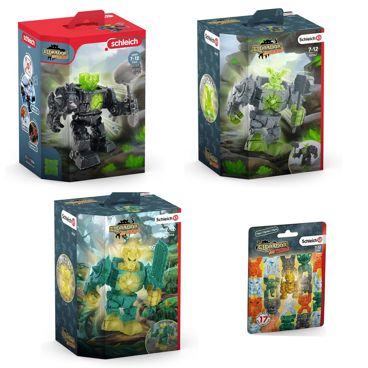 SPAR-SET 412841 - Schleich - Eldrador - Mini Creatures - Spielfigurenset mit 3 Robotern und Mini-Spielgfigur