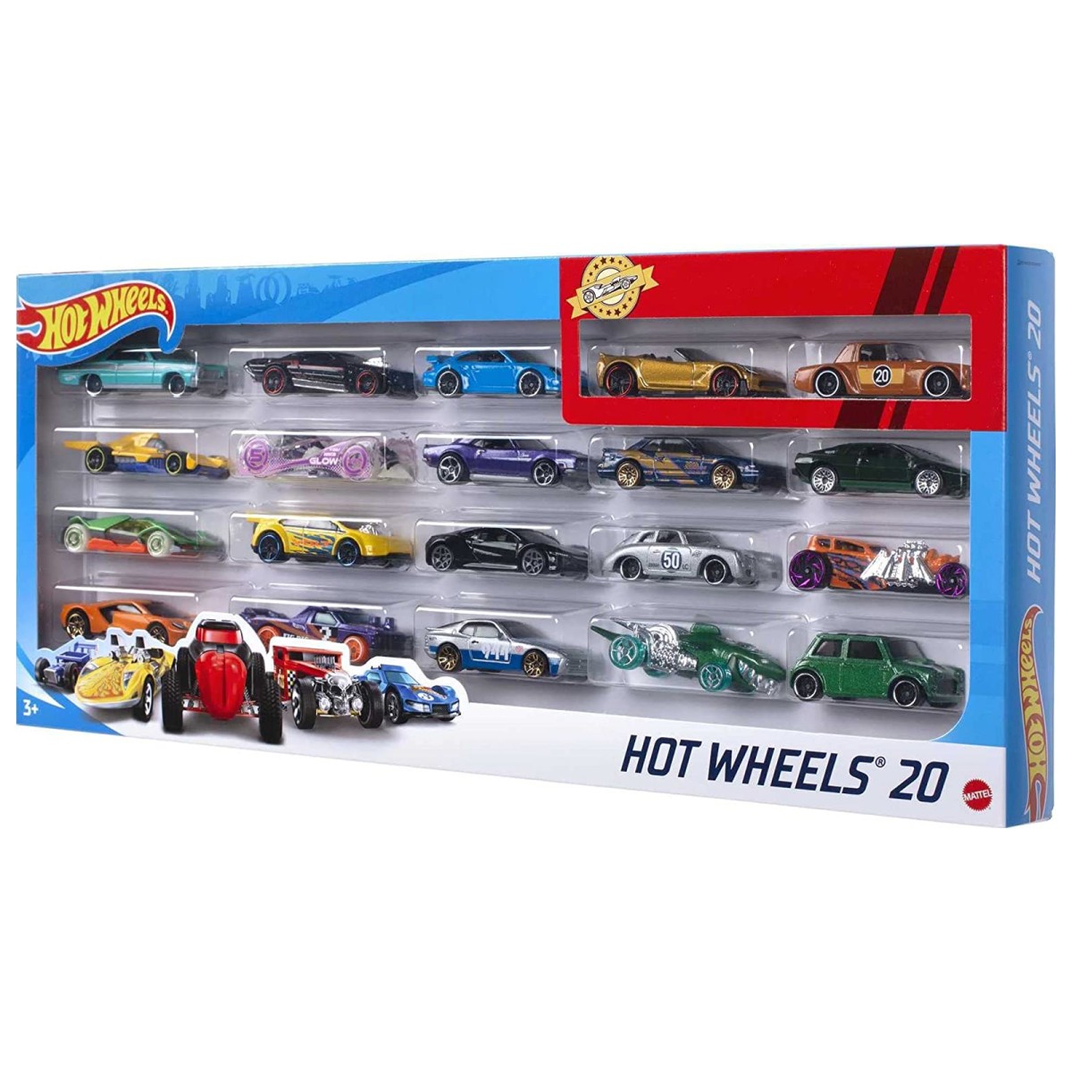 Mattel H7045 sort. - Hot Wheels - Die-Cast Fahrzeuge, 1:64. 20er Pack, mehrfach sortiert