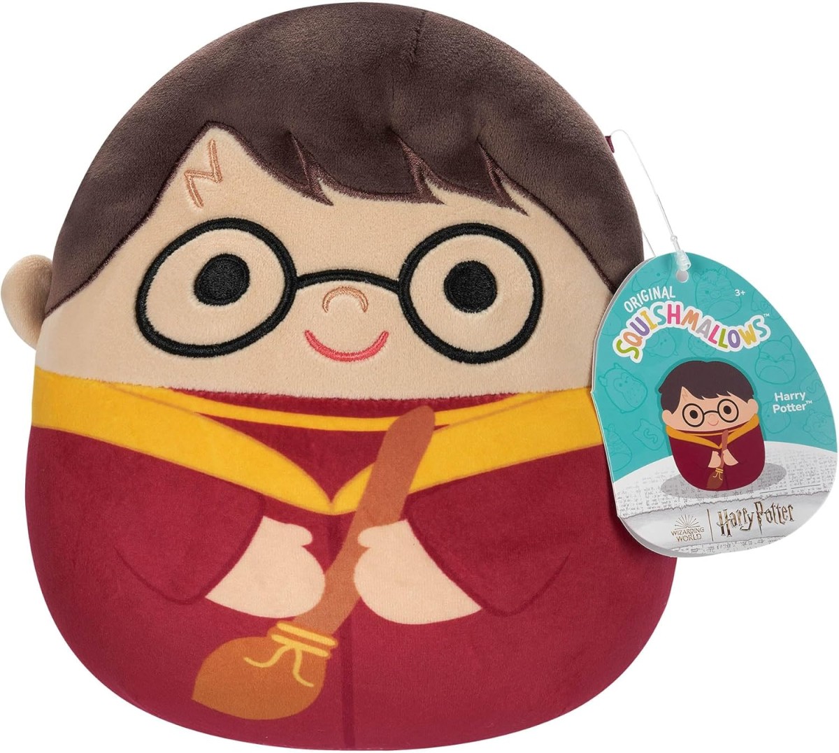 Jazwares SQWB00124 - Squishmallows - Harry Potter - Plüschfigur Harry - Quidditch Outfit, ca. 25 cm
