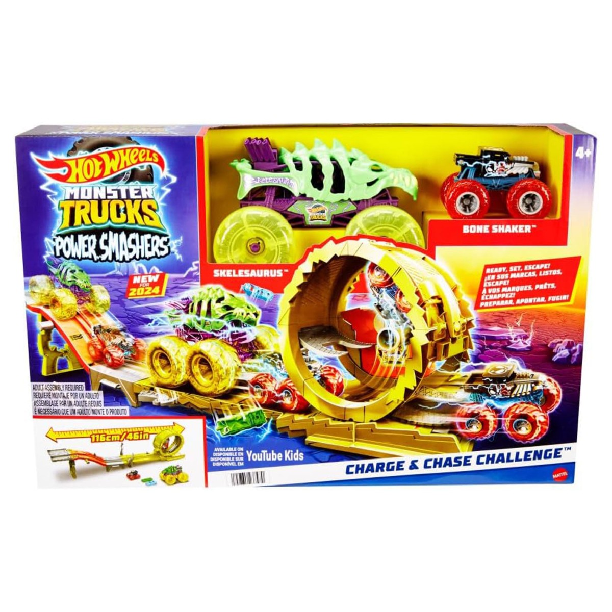 Mattel HXT05 - Hot Wheels - Monster Trucks - Power Smashers - Power Verfolgungsjagd, Spielset mit zwei Fahrzeugen
