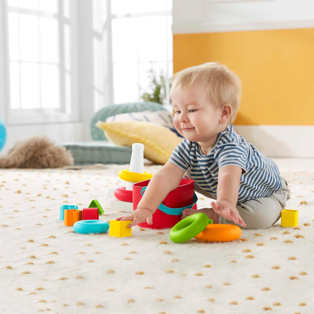 Mattel GRF09 - Fisher-Price - Ringstapel-Spielzeug, Farbring Pyramide