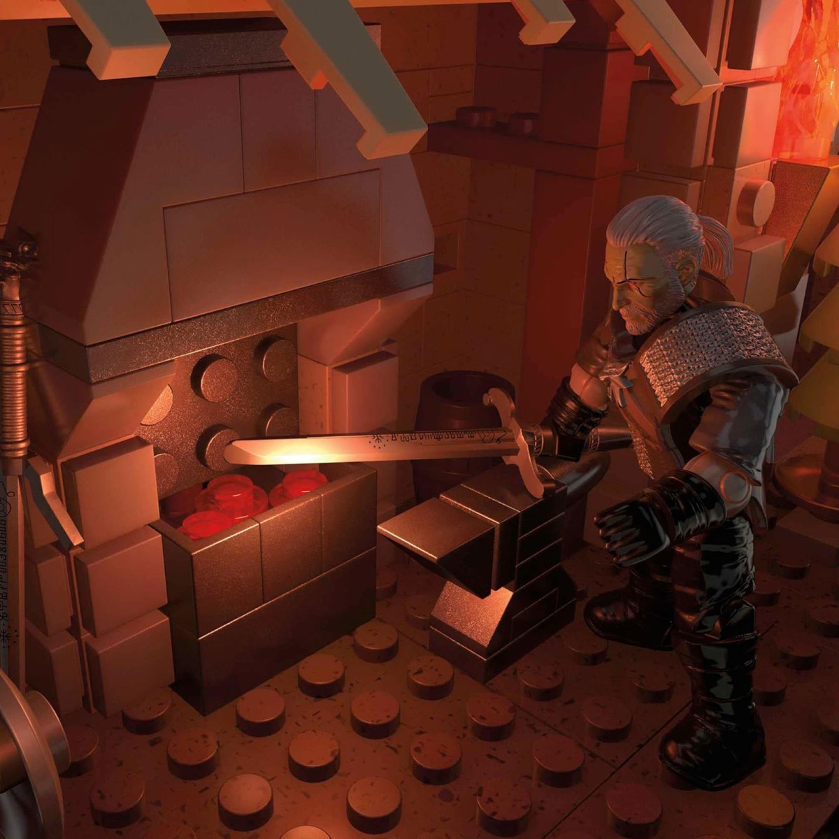 Mattel HDL28 - MEGA - The Witcher - Geralts Greifjagd Bauset mit LED-Lichtern, 1170 Teile