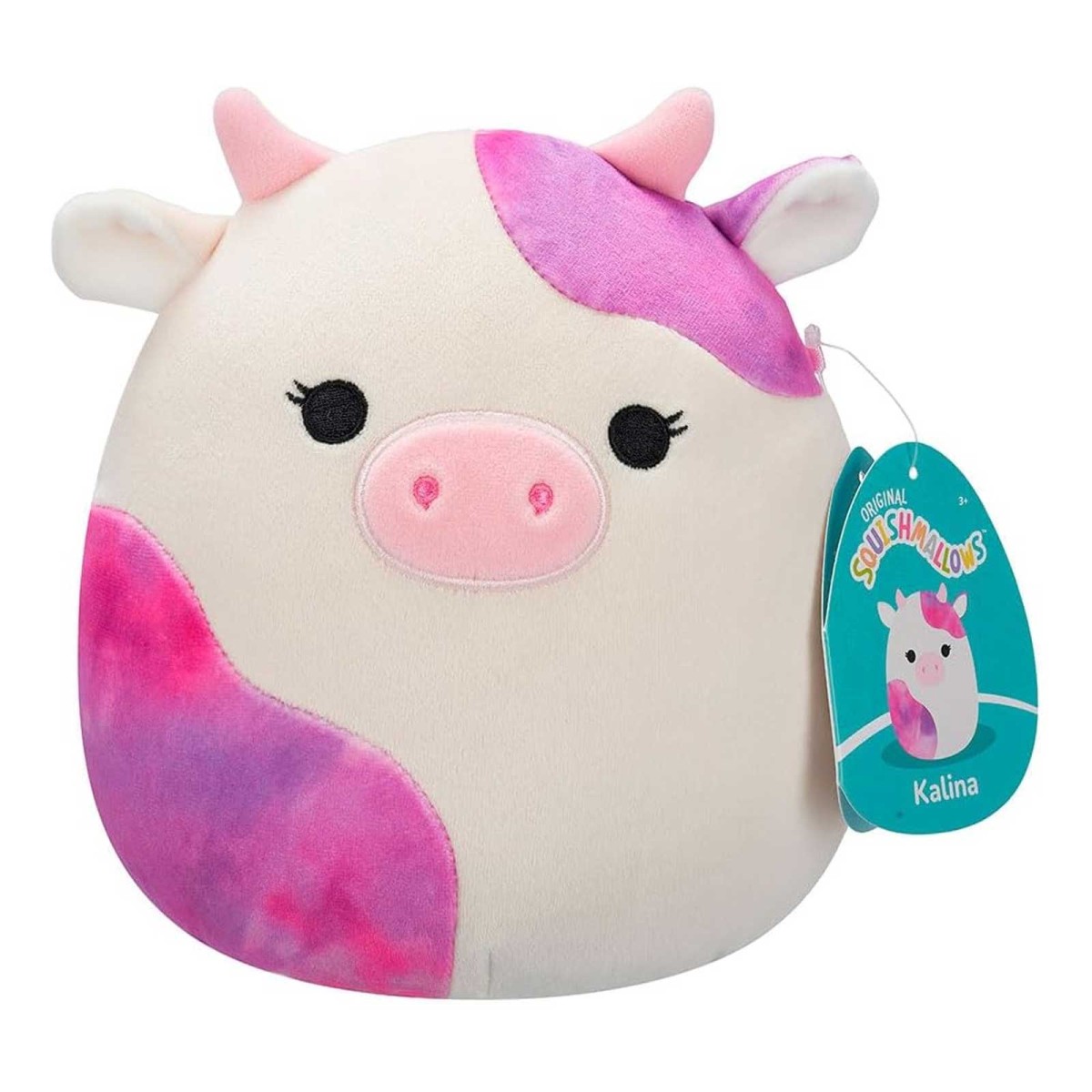 Jazwares SQCR07632 - Squishmallows - Kalina die weiße Kuh mit rosa Batikflecken, ca. 19 cn