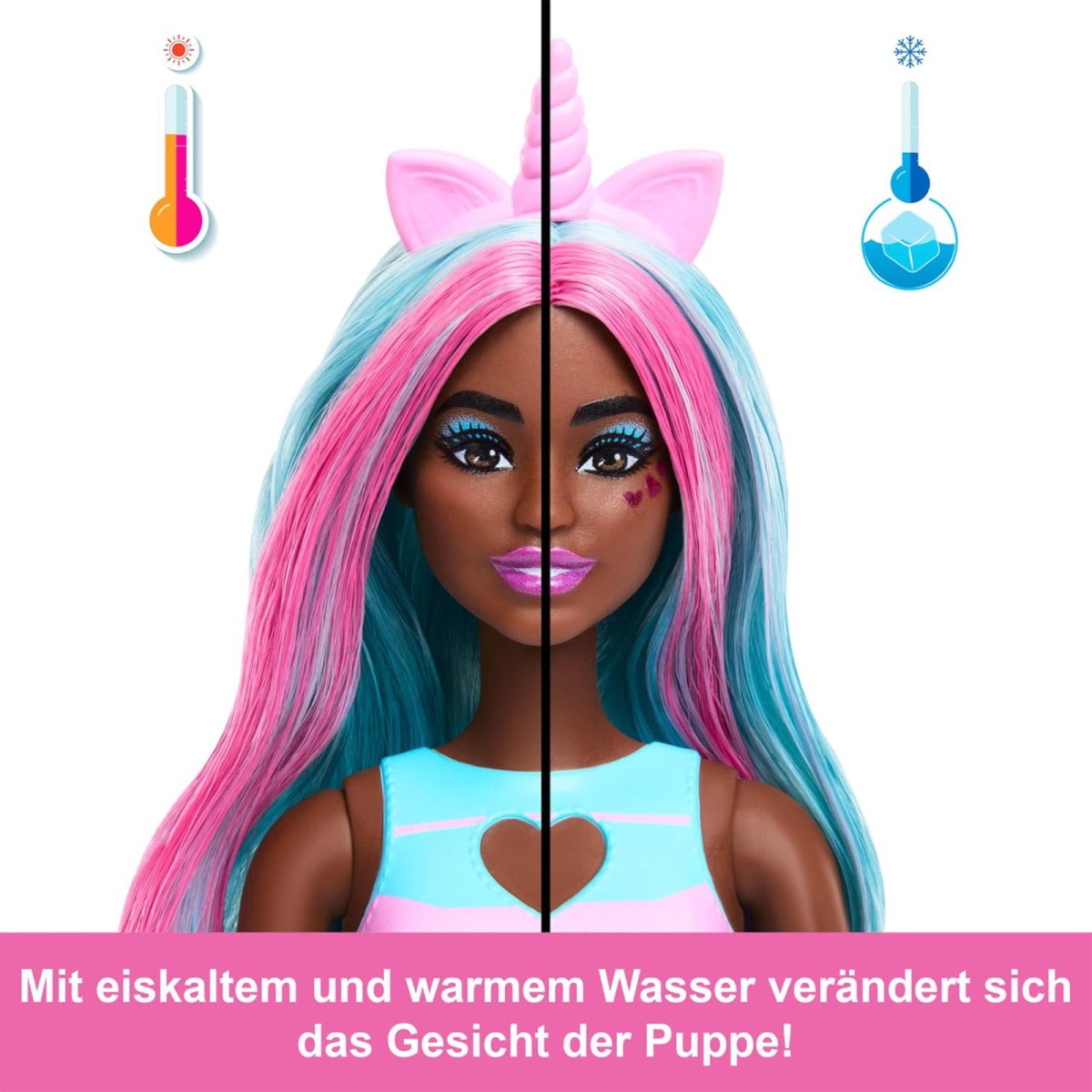 Mattel JCN86 - Barbie - Pop Reveal - Duftende Puppe mit 8 Überraschungen und Farbwechsel, Einhorn-Modepuppe & Haustier, [MHD 01.04.2027]
