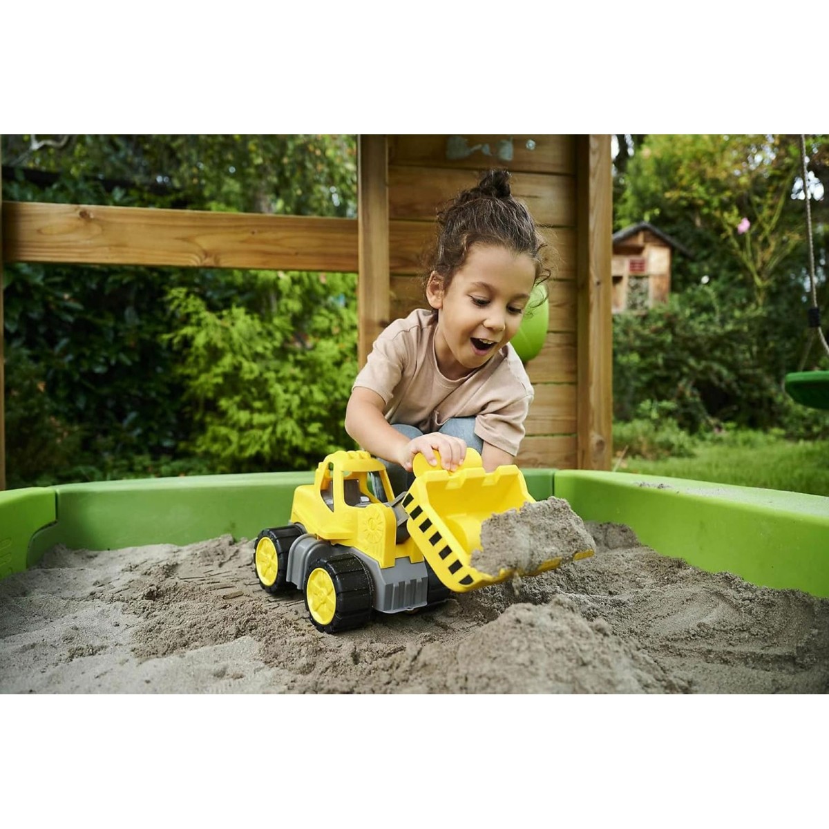 BIG 800054837 - Power-Worker - Midi Radlader mit Figur – Baustellenfahrzeug 47 cm, große Schaufel