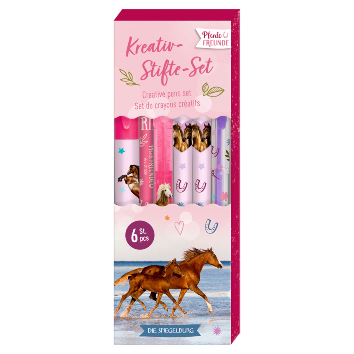 Coppenrath 21309 - Die Spiegelburg - Pferdefreunde - Kreativ-Stifte-Set, 6er-Pack