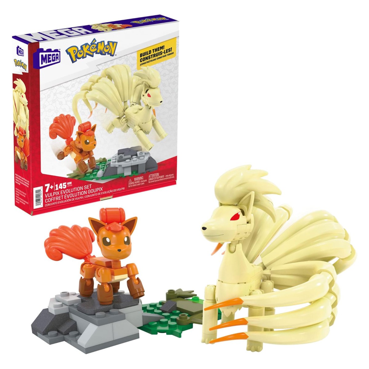 Mattel HTH79 - Mega - Pokémon - Vulpix Evolution Set, 145 Teile