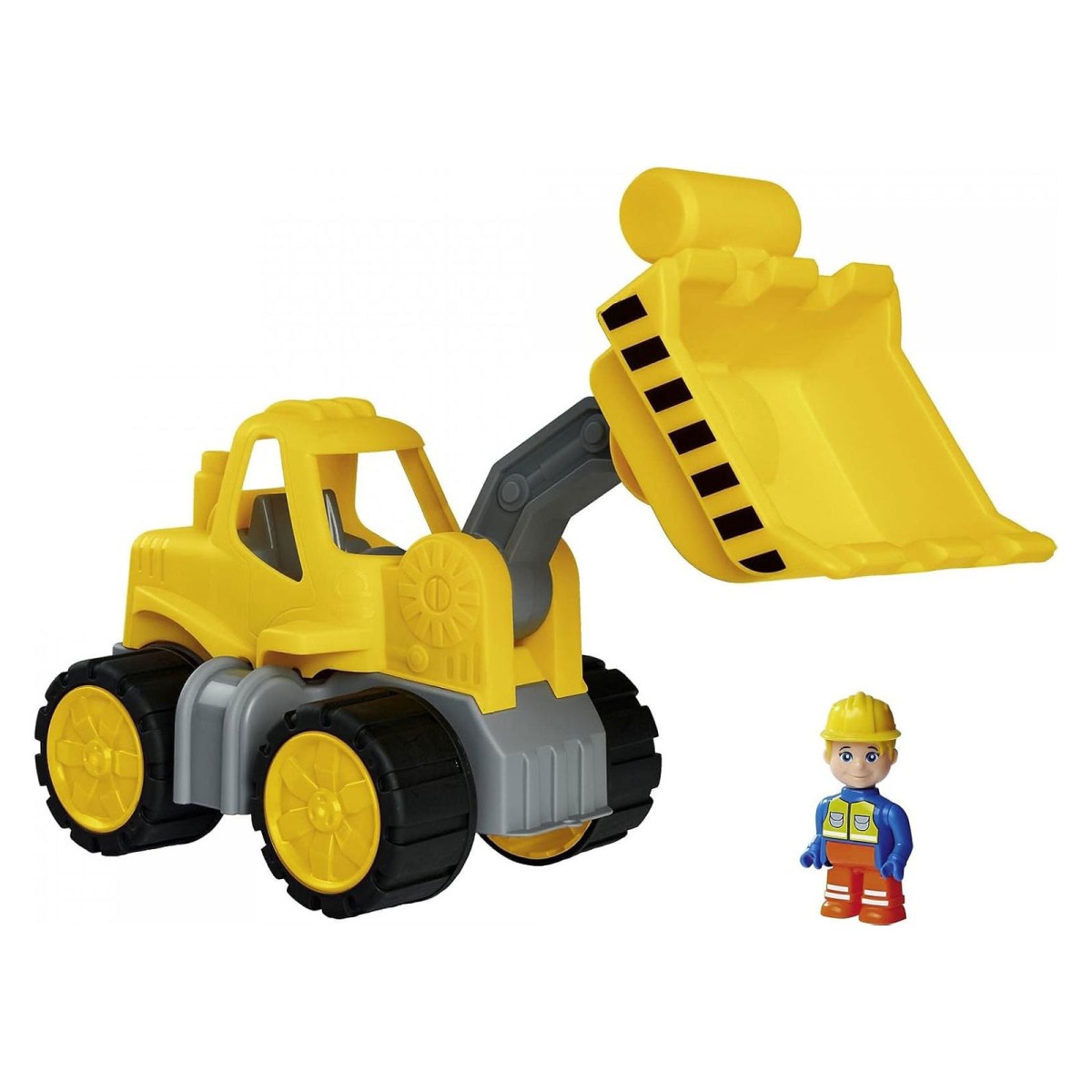 BIG 800054837 - Power-Worker - Midi Radlader mit Figur – Baustellenfahrzeug 47 cm, große Schaufel
