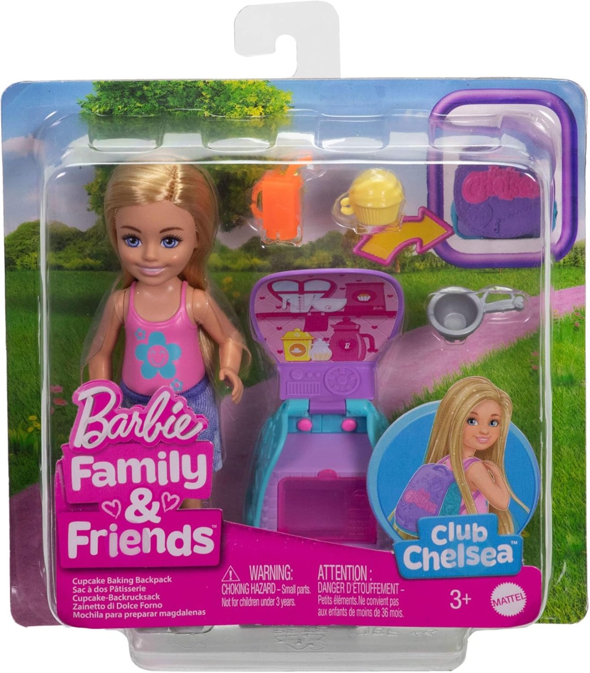 Mattel JBF46 - Barbie - Family & Friends - Club Chelsea - Puppe mit Backrucksack, 15 cm
