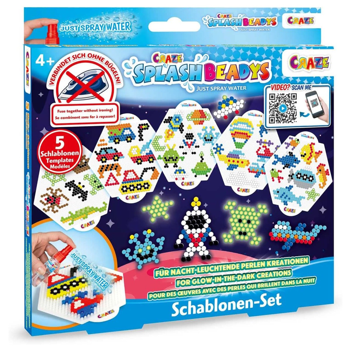 CRAZE 11065 - Splash Beadys - Wasserperlen, Schablonenset für Steckperlen,