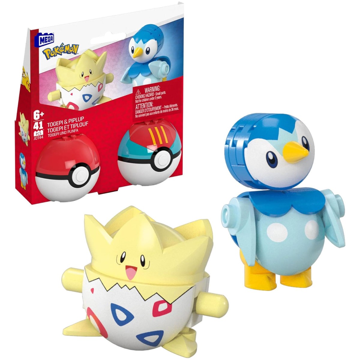 Mattel JCT44 - MEGA - Pokémon - Pokéball 2er-Pack, Togepi und Plinfa mit 41 Teilen