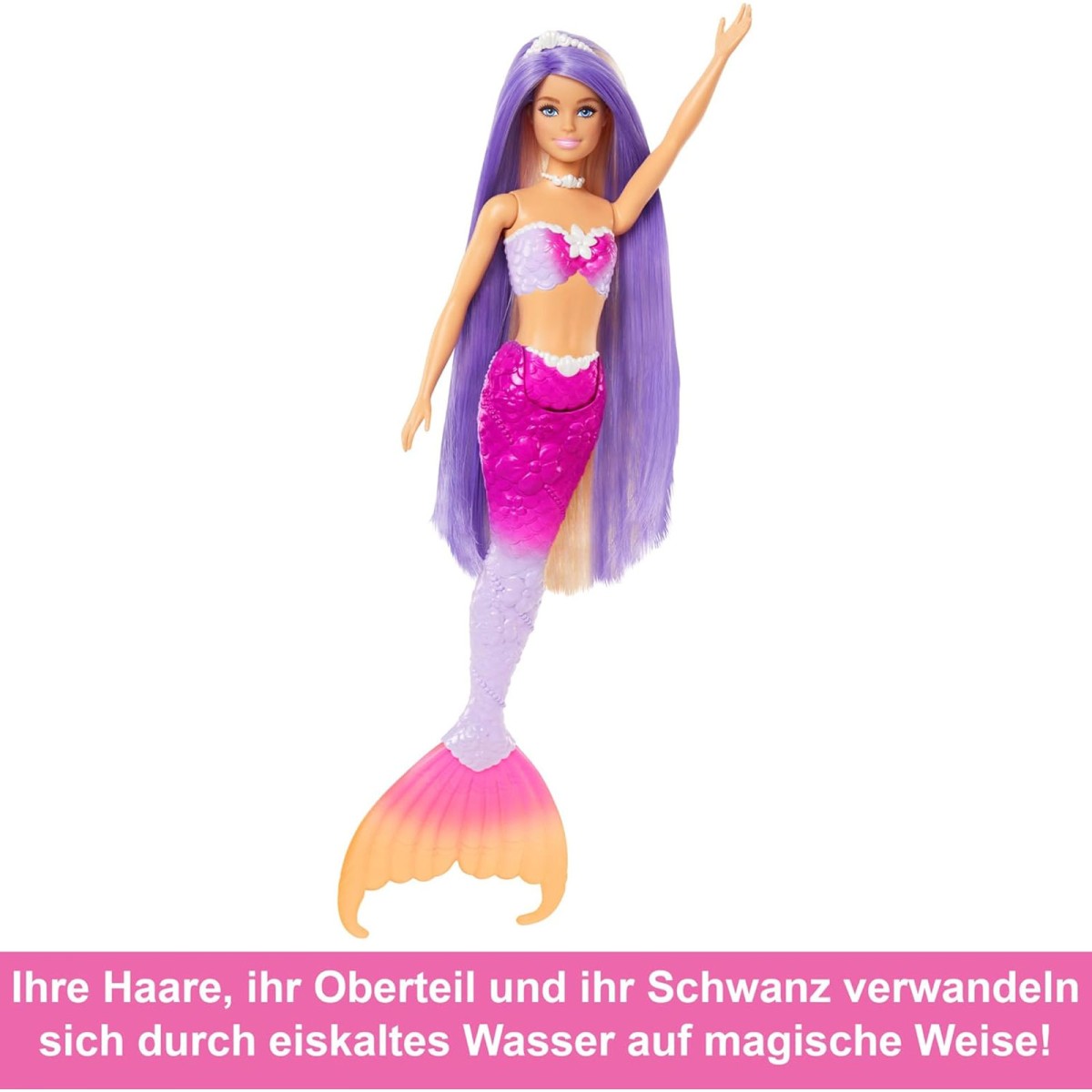 Mattel HRP97 - Barbie - Meerjungfrau Malibu – Farbwechseleffekt, Delfin & Accessoires