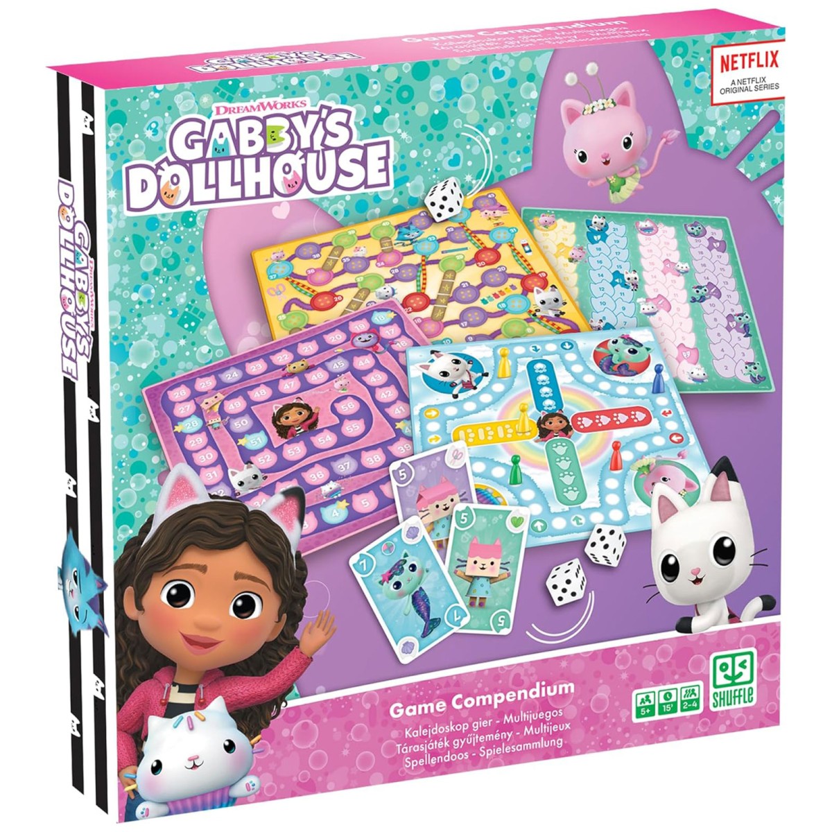 Cartamundi 108739992 - DreamWorks - Gabby´s Dollhouse - Shuffle - Spielesammlung