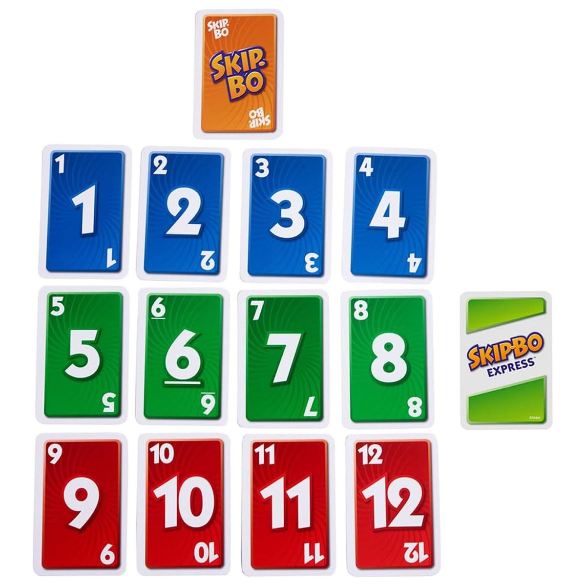 Mattel HWV20 - Mattel Games - Skip-Bo Express, Kartenspiel mit barrierefreier Farbgestaltung