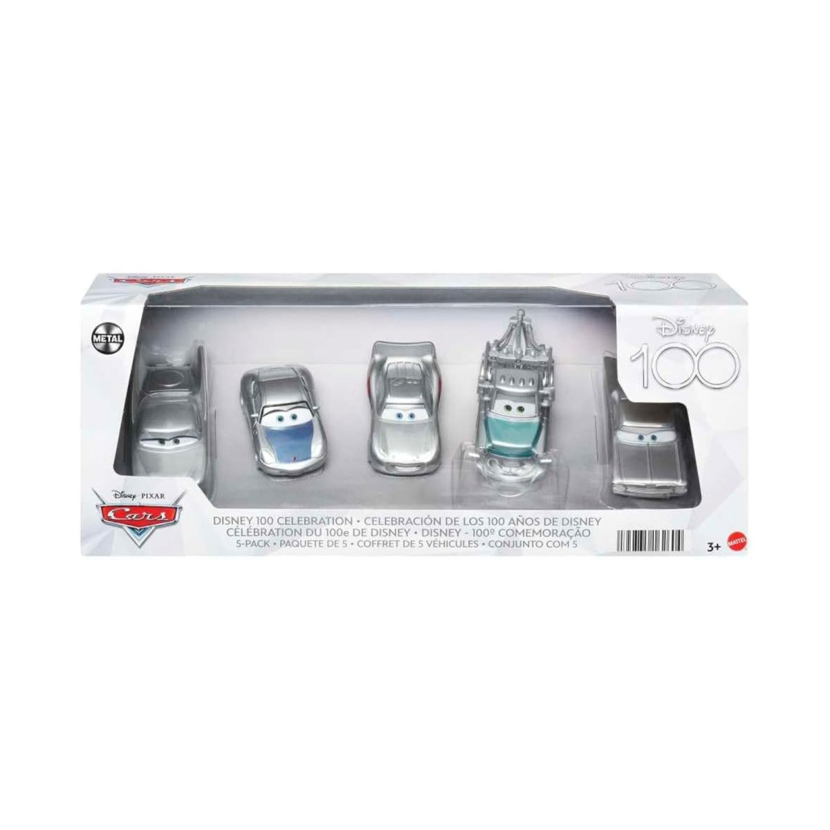 Mattel HPL98 - Disney 100 - Pixar - Cars - Fahrzeugset, 1:55, Platindekoration