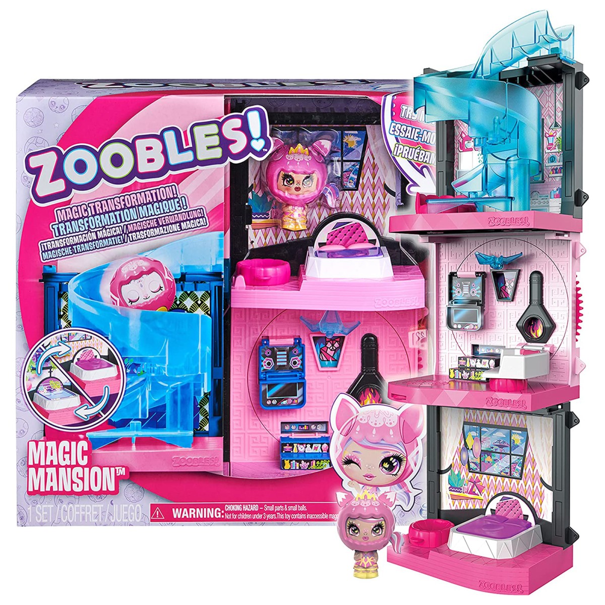 Spin Master 6061366 (20132444) 2.Wahl - Zoobles! - Magic Mansion - Spielset, Puppe mit Zubehör, magische Verwandlung