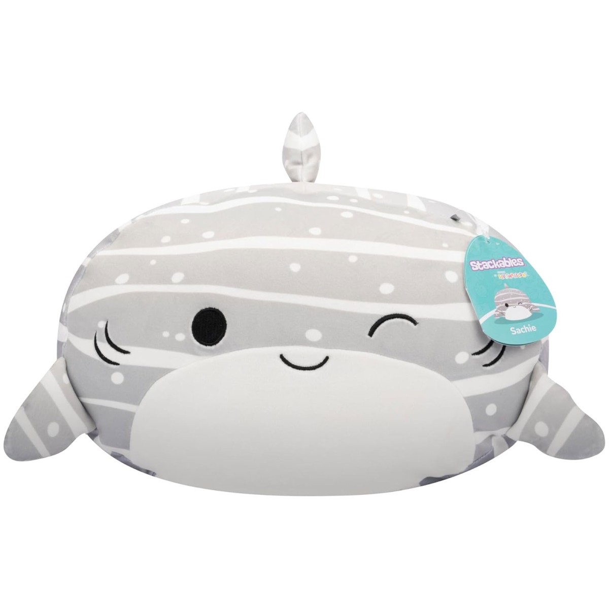 Jazwares SQCR06550 - Squishmallows - Stackables - Sachie, der Hai, ca. 30 cm