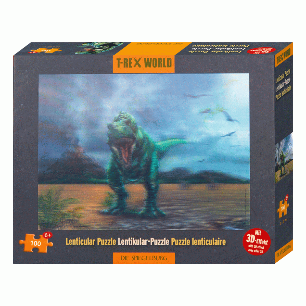 Coppenrath 21987 - Die Spiegelburg - T-Rex World - Lentikular-Puzzle, 100 Teile