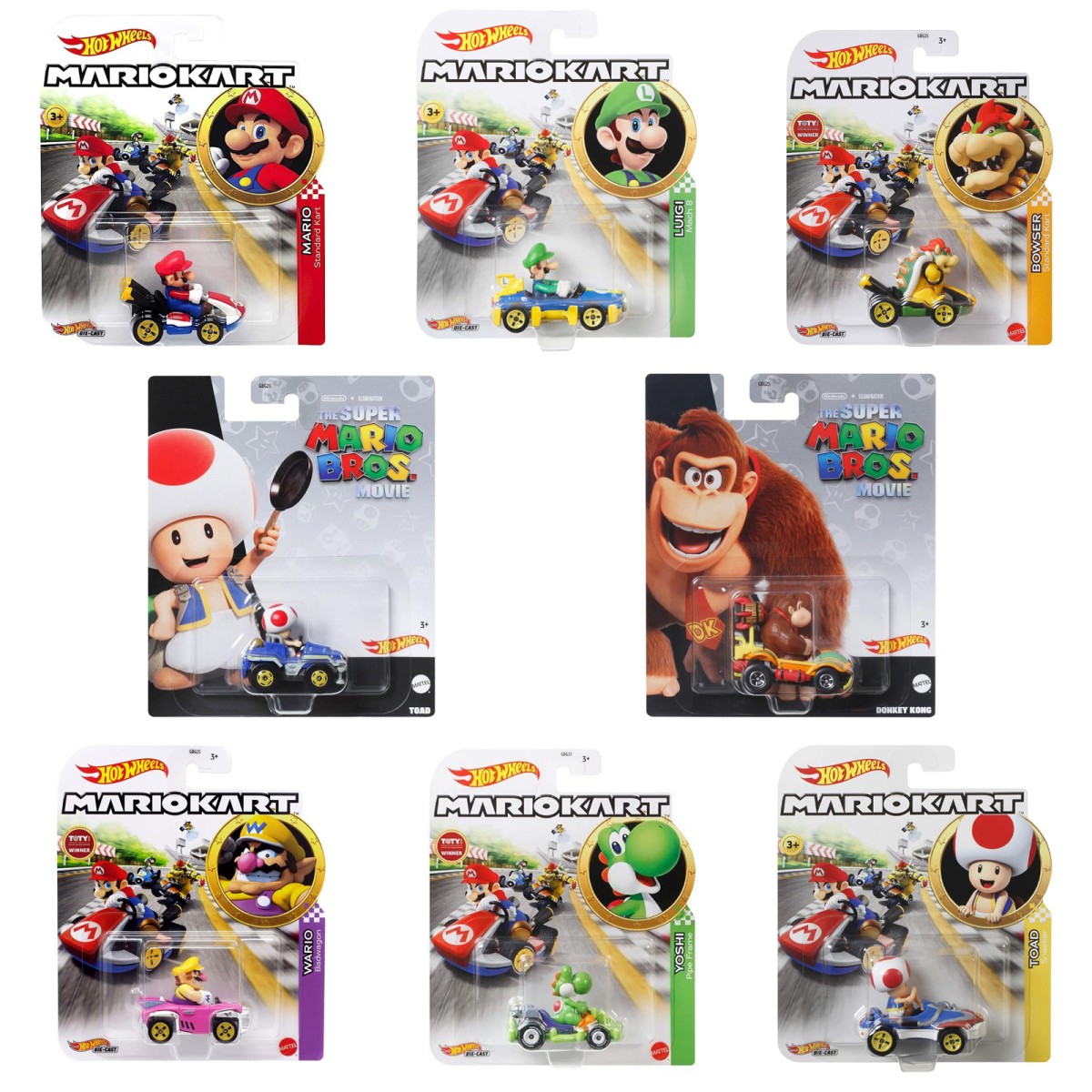 Mattel GBG25 BUNDLE sort. - Hot Wheels - Mariokart - Fahrzeugset mit 8 verschiedenen Fahrzeugen