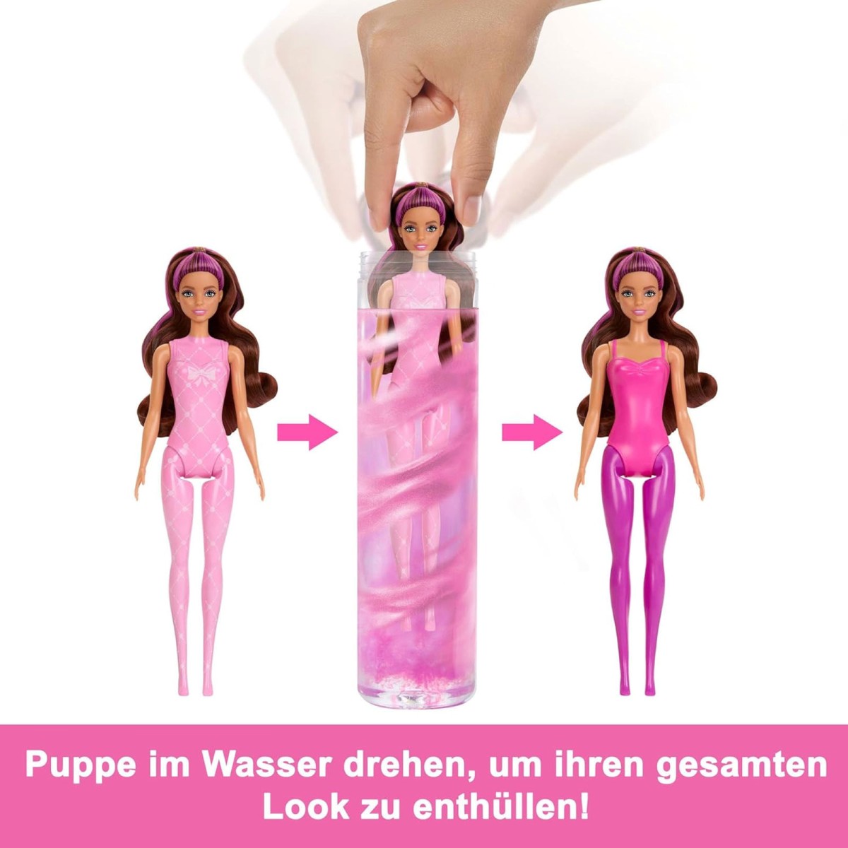 Mattel HRK17 - Barbie - Color Reveal - Ballerina-Puppe mit 6 Überraschungen & Farbwechsel (Auswahl der Puppe zufällig)
