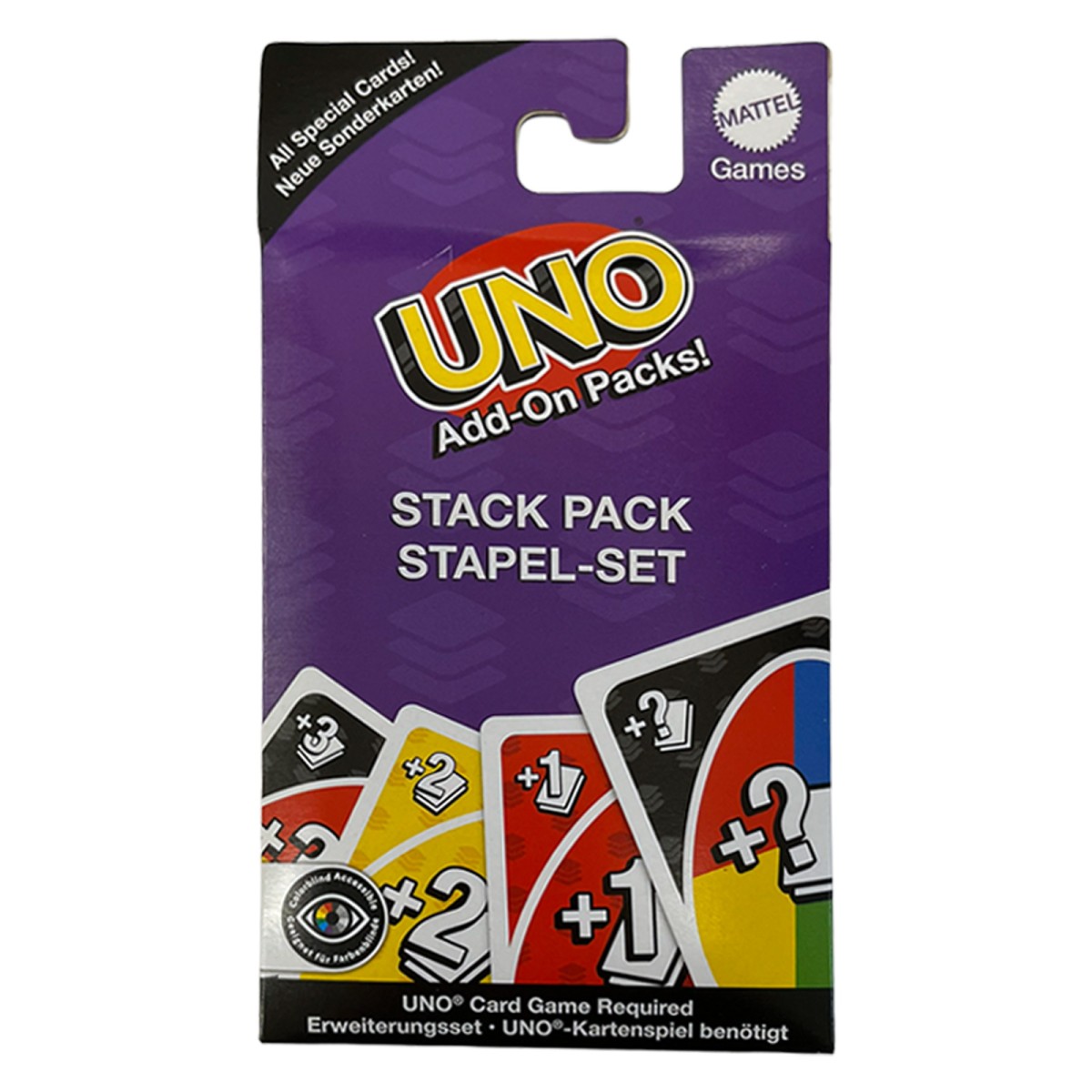 Mattel JCV55 BUNDLE sort. - Mattel Games - UNO Add-On Packs, Erweiterungen, Retour-/Tempo-/Stapel- & Tausch-Set mit barrierefreier Farbgestaltung