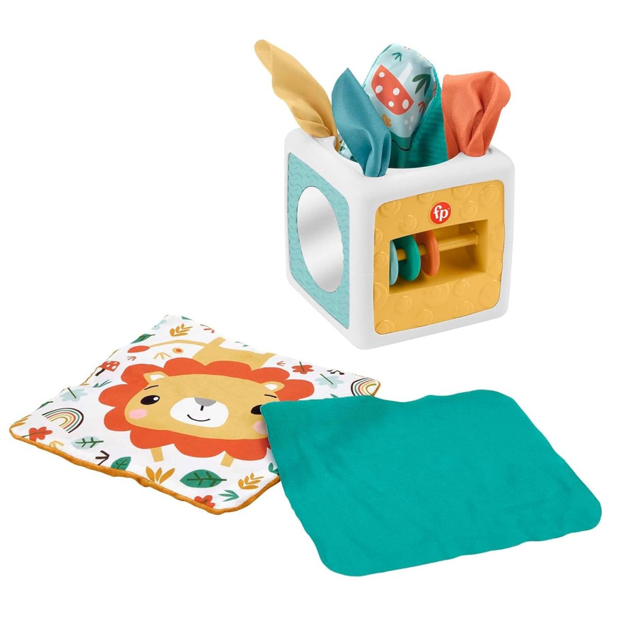Mattel HML64 - Fisher-Price - 2-in-1 Babys Tücherbox - Sensorisches Spielzeug