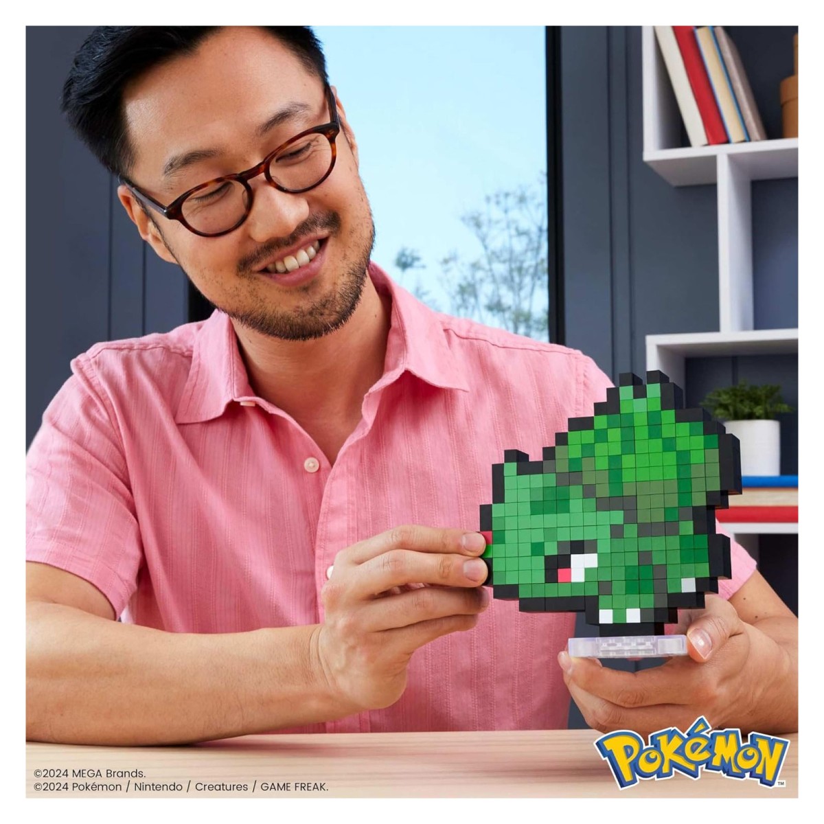 Mattel HTH75 - Mega - Pokémon - Bisasam Pixel Art Bauset, 374 Teile