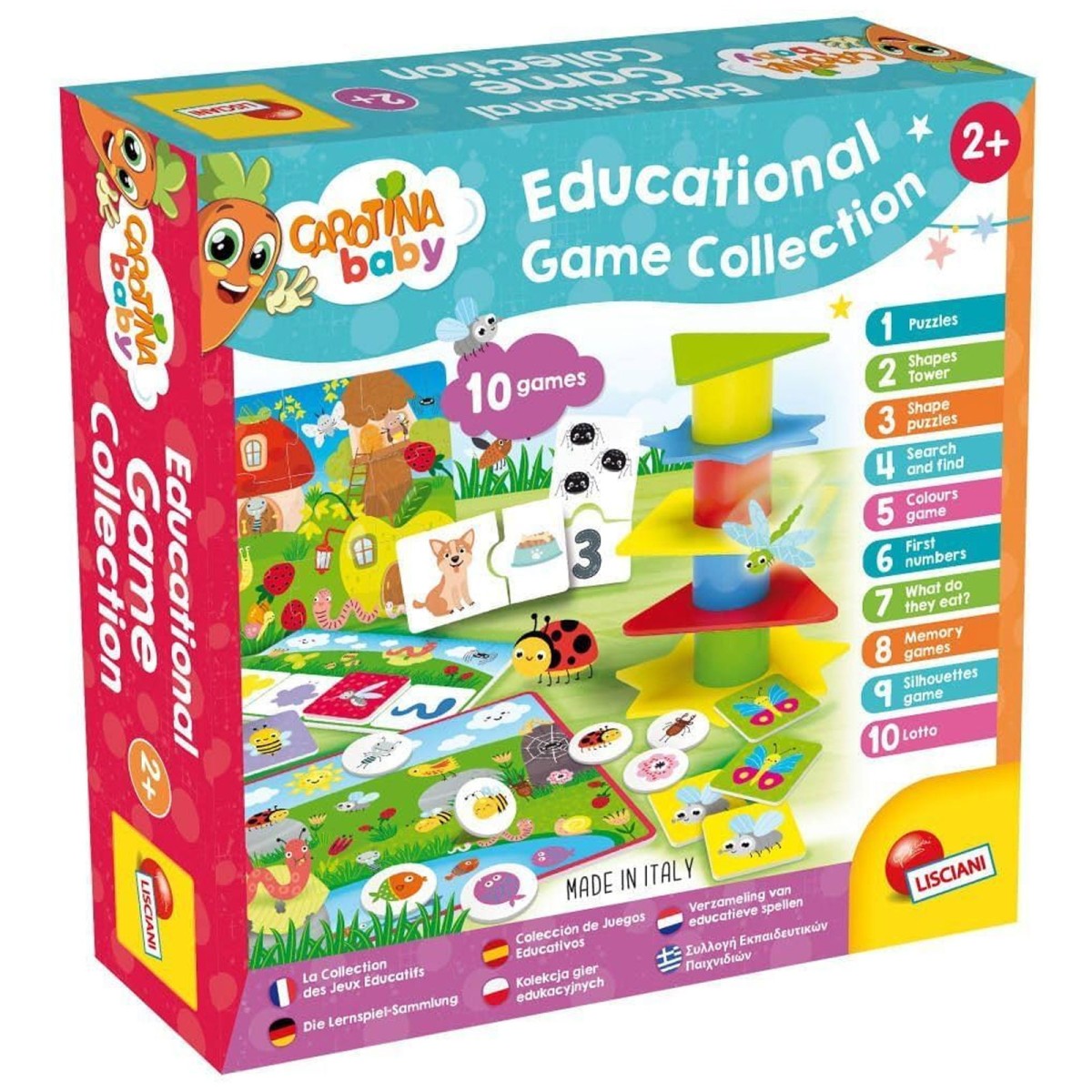 Lisciani 80243 - Carotina baby - Spielesammlung, 10 Lern- & Bildungsspiele