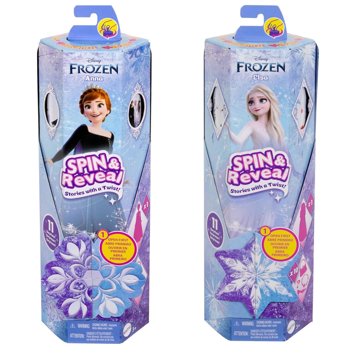 SPAR-SET 418851 - Mattel - Disney Frozen - Spin & Reveal - 2er-Puppenset Die Eiskönigin, Anna & Elsa
