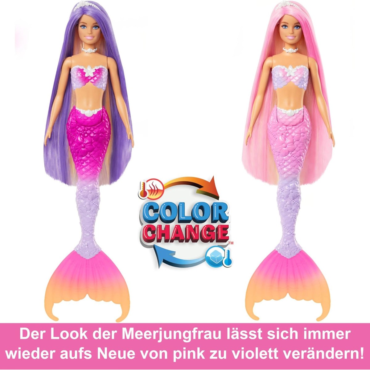 Mattel HRP97 - Barbie - Meerjungfrau Malibu – Farbwechseleffekt, Delfin & Accessoires