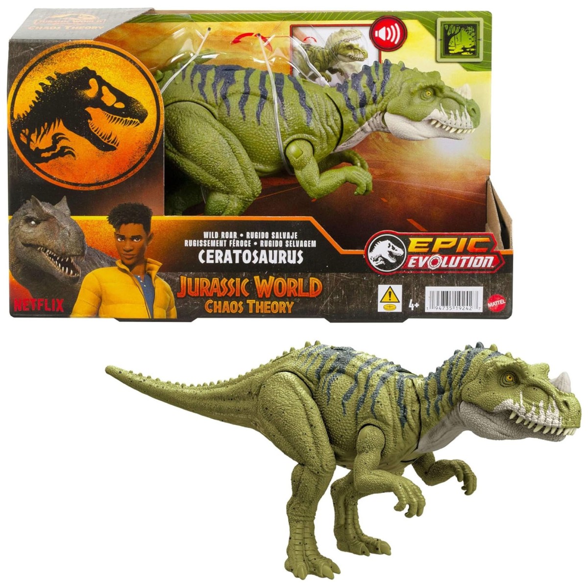 Mattel HTK74 - Jurassic World - Wild Roar - Creatosaurus mit Sound