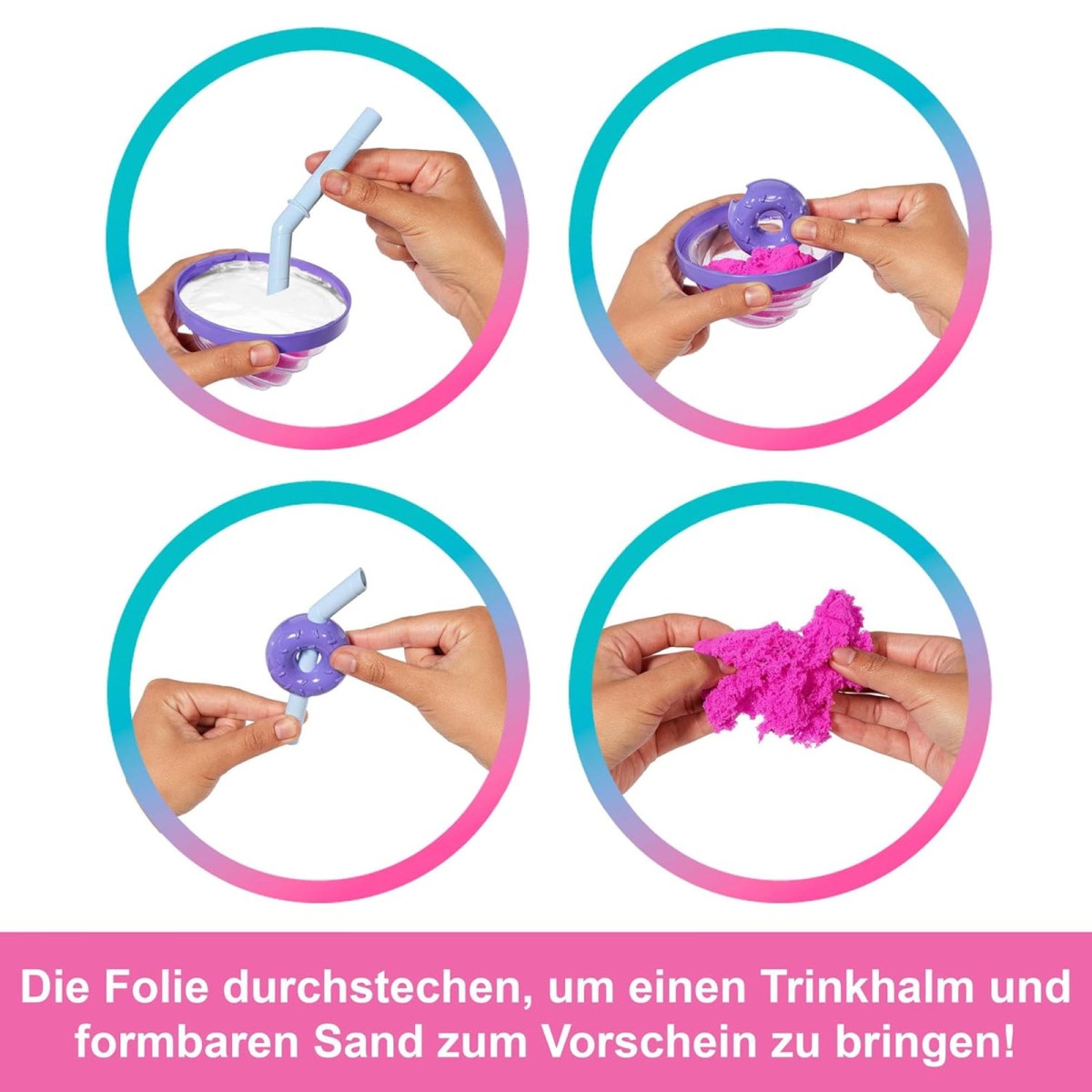 Mattel JFY60 - Barbie - Pop Reveal - Modepuppe mit 8 Überraschungen und formbaren Sand (56g), Donut Dreams Design