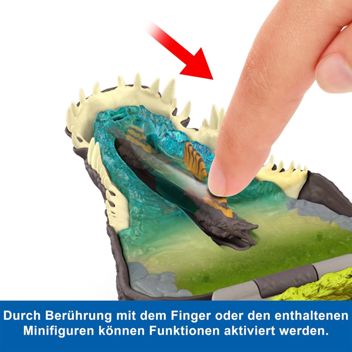 Mattel JGB98 - Jurassic World Rebirth - Micro Adventures - Spinosaurus-Kopf Spielset mit 3 Mini-Figuren