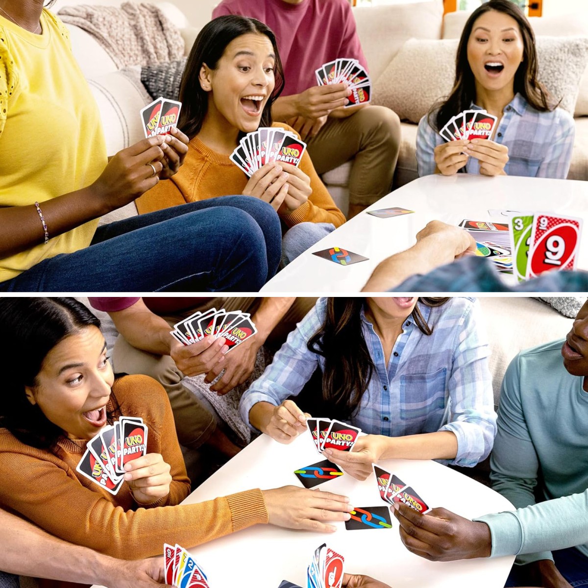 Mattel JJV58 - Mattel Games - UNO Party! Kartenspiel für bis zu 14 Spielenden