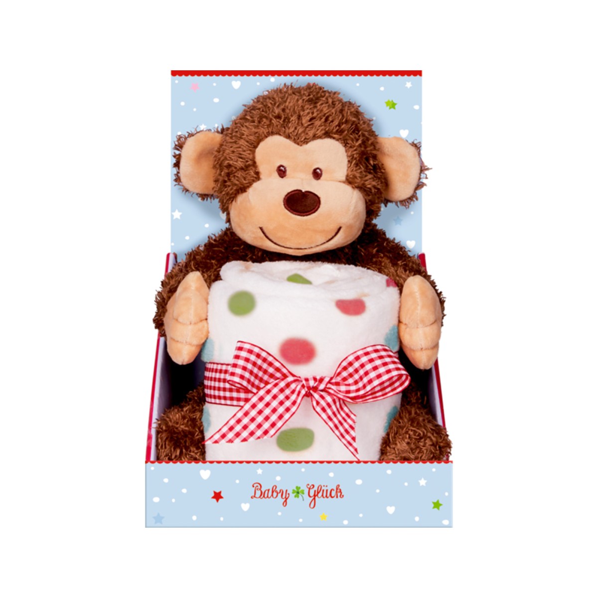 Coppenrath 16396 - Die Spiegelburg - Baby Glück - Geschenkset Plüschaffe mit Decke