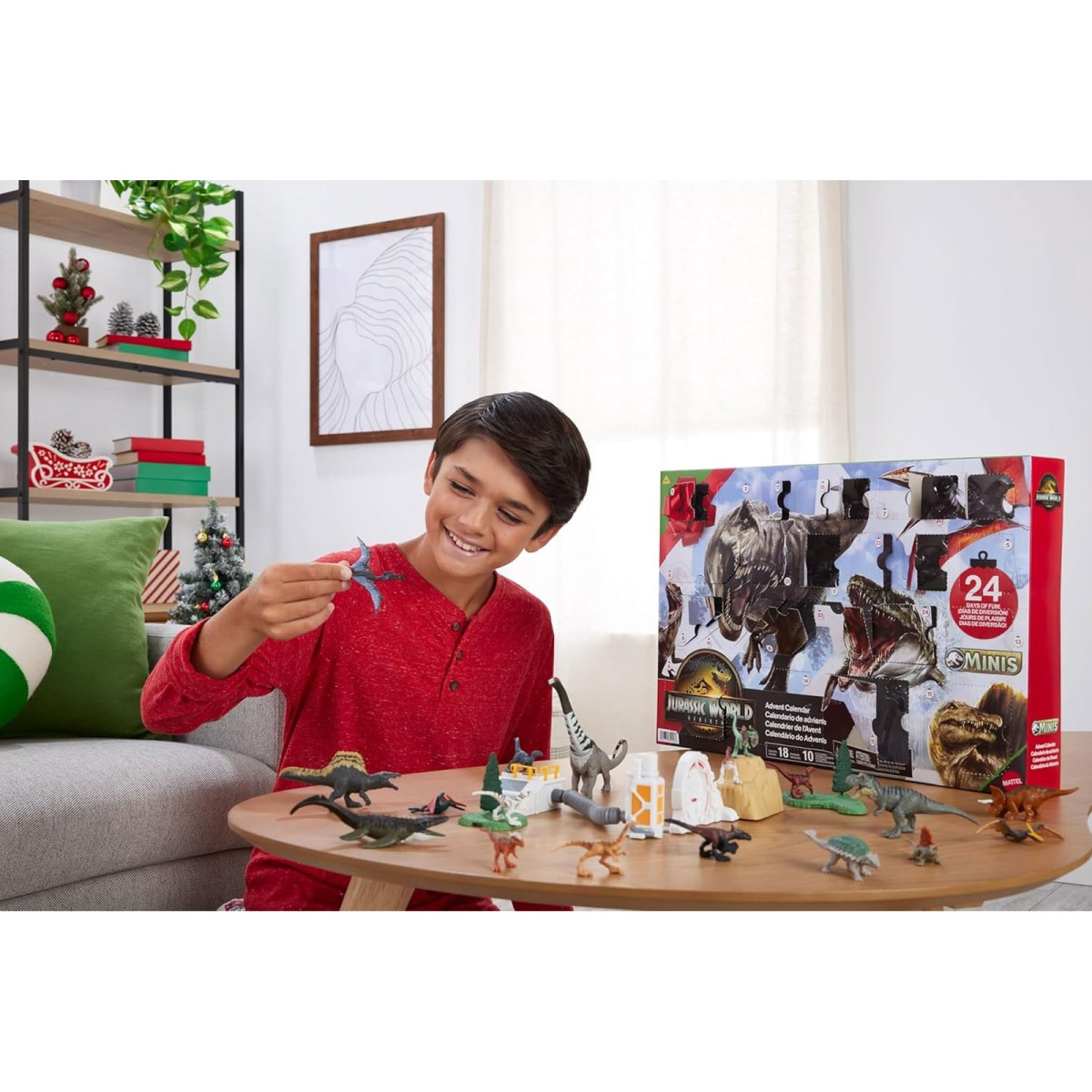 Mattel JGB67 2.Wahl - Jurassic World - Adventskalender - 24 Überraschungen - 18 Dinosaurier Figuren & Zubehör