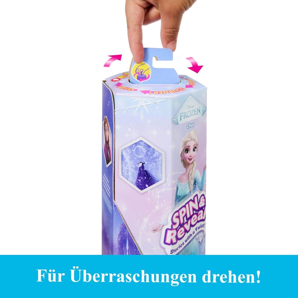 Mattel JBG59 - Disney Frozen - Spin & Reveal - Puppe mit 10 Überraschungen und Mode-Accessoires, Elsa