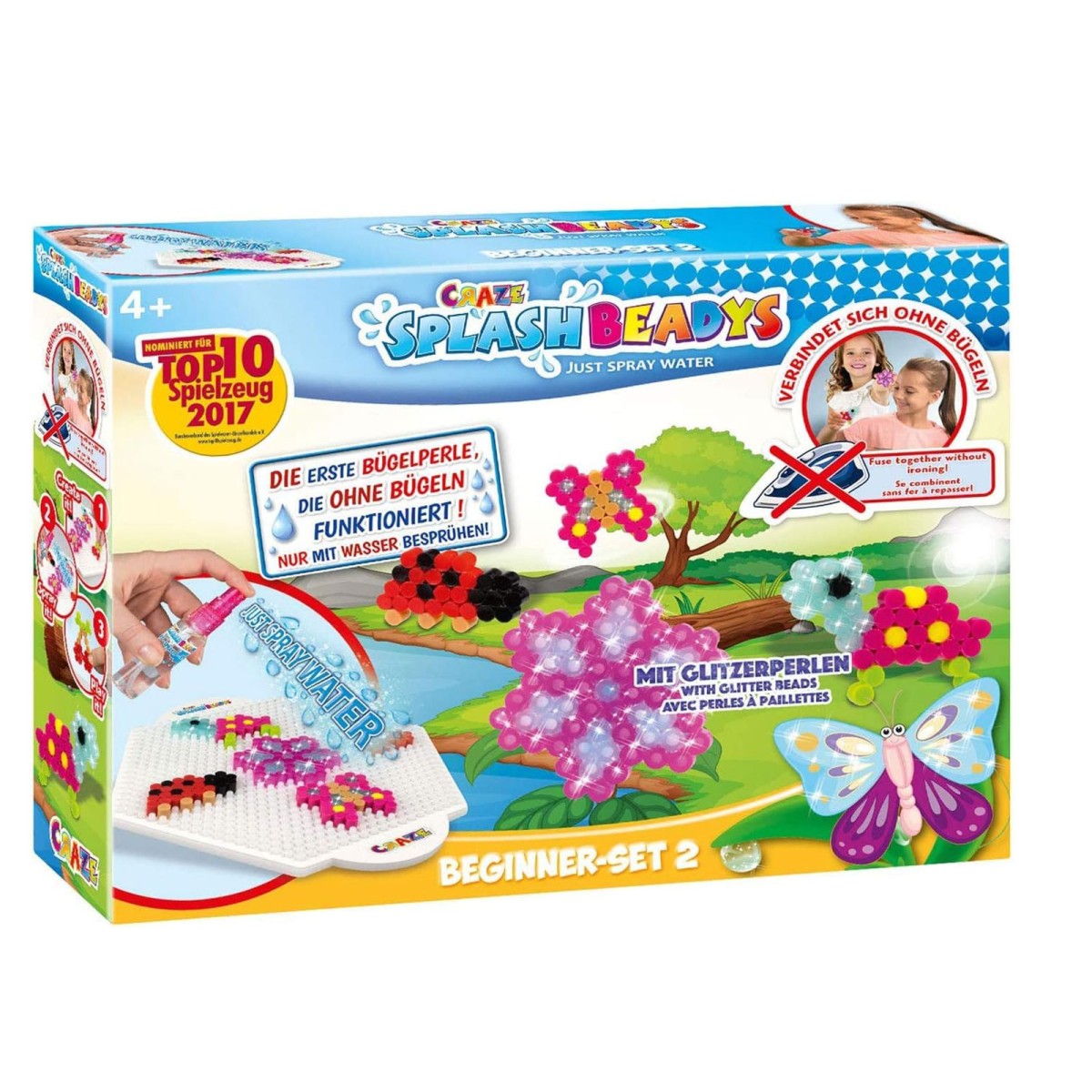 CRAZE 15308 - Splash Beadys - Steckperlen - Beginner Set 2, Wasserperlen, Glitzerperlen