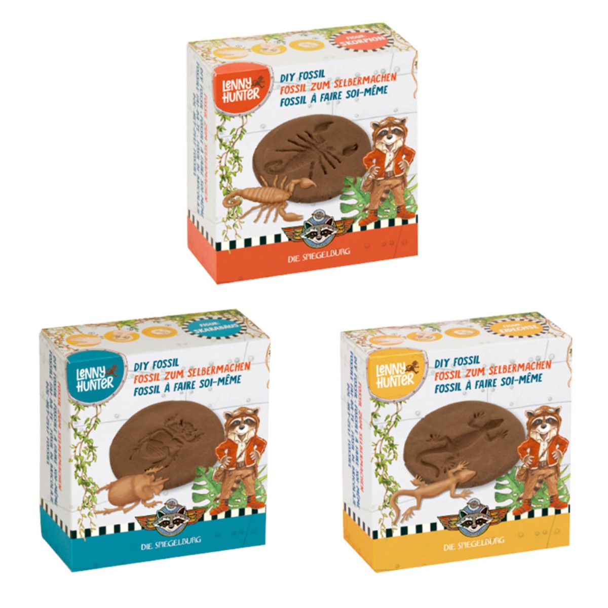 SPAR-SET 414633 sort. - Coppenrath - Die Spiegelburg - Lenny Hunter - Fossil zum Selbermachen, 3er-Set
