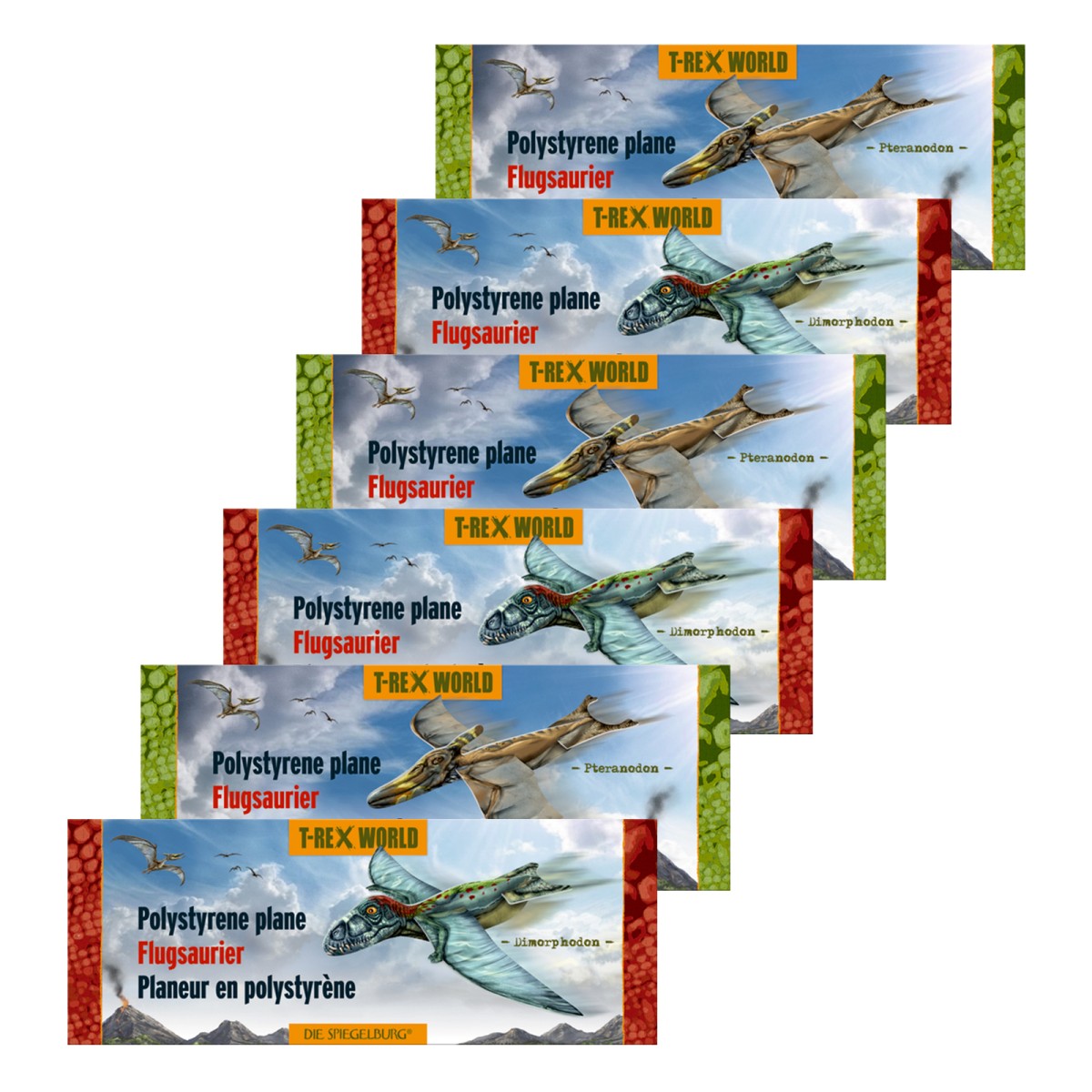 SPAR-SET 186883 - Coppenrath - T-Rex World - 6 Flugsaurier im Set, 2 Designs á 3 Stück