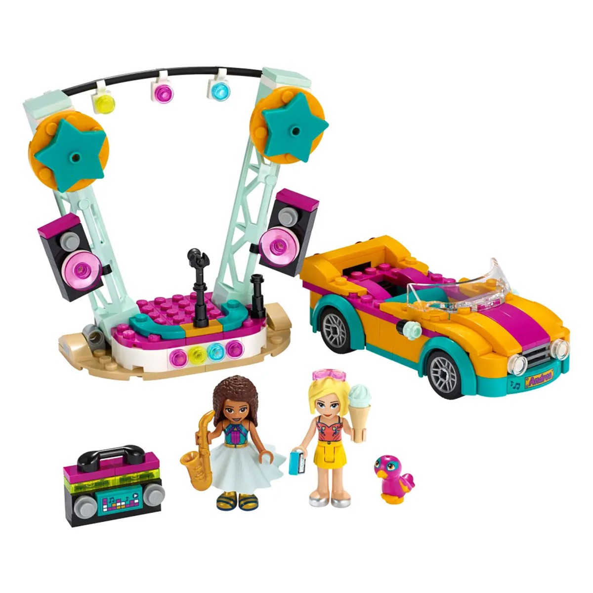 Lego 41390 - Friends - Spielset, 240 Teile, Andrea's Auto und Bühne