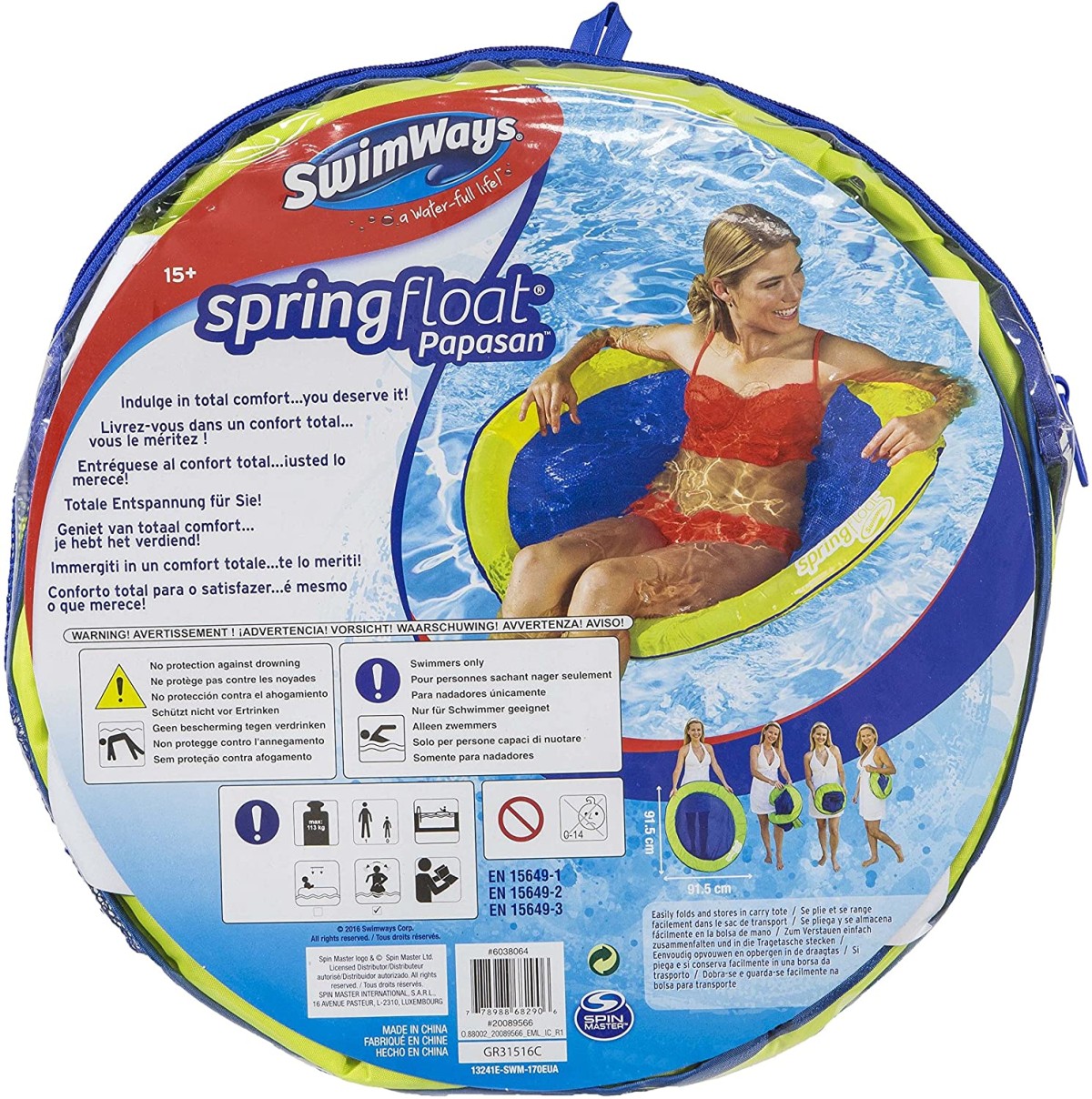 Spin Master 6038064 (20089566) Grün - Swimmways - Aufblasbarer Sitz, Poolmatte, spring float