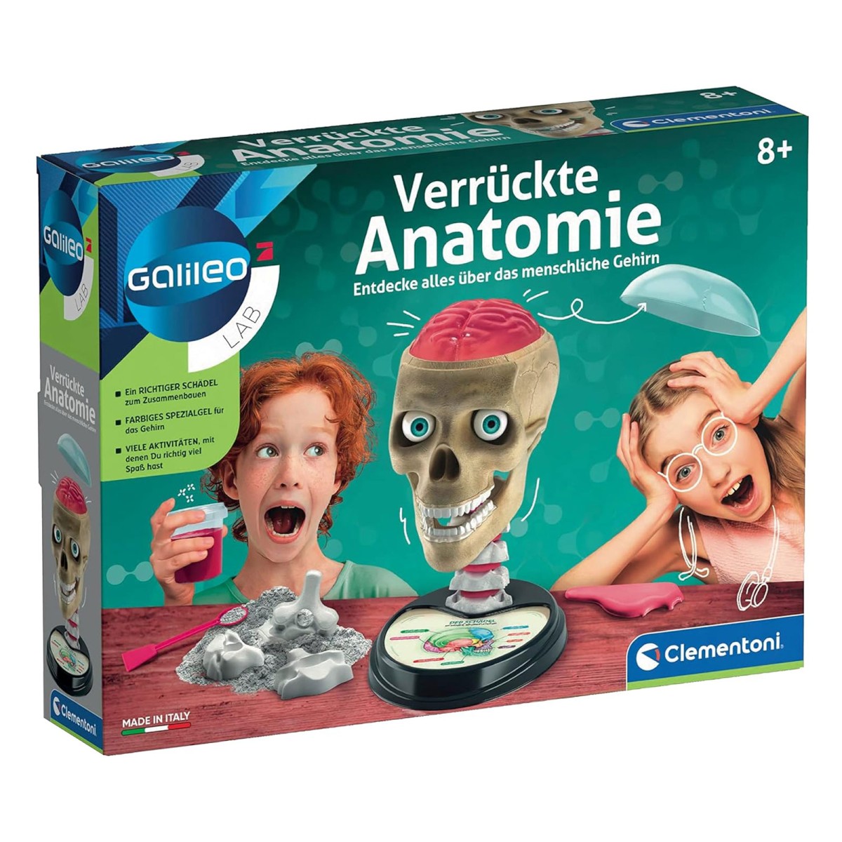 Clementoni 59221 - Galileo Lab - Experimentierkasten, Verrückte Anatomie, Modell des menschlichen Schädels