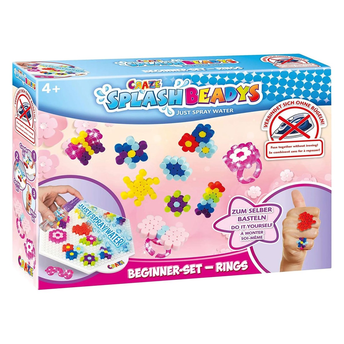 CRAZE 17852 - Splash Beadys - Steckperlen - Beginner Set Rings, Wasserperlen