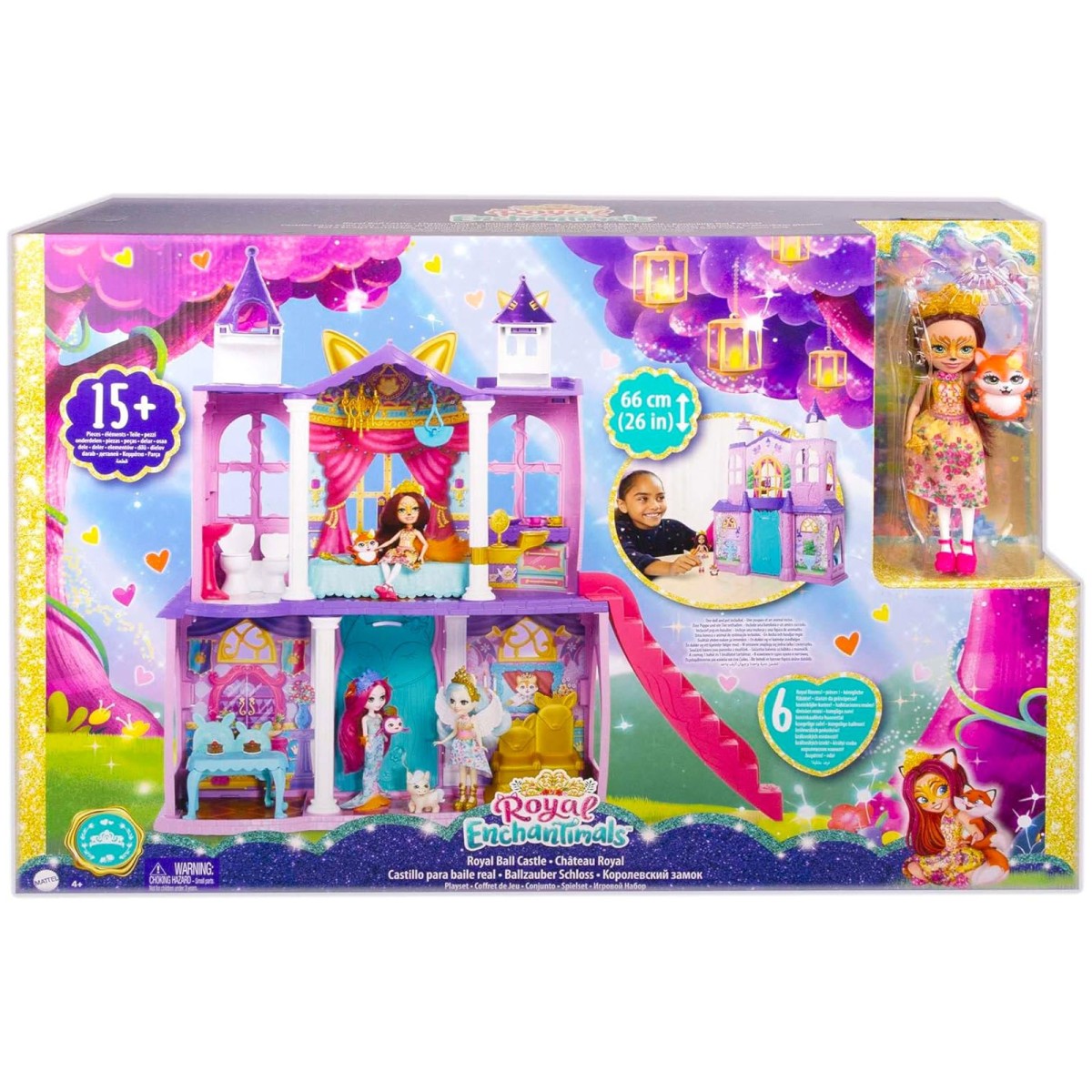 Mattel HCG59 - Royals Enchantimals - Ballzauber-Schloss mit Zubehör, ca. 66 cm