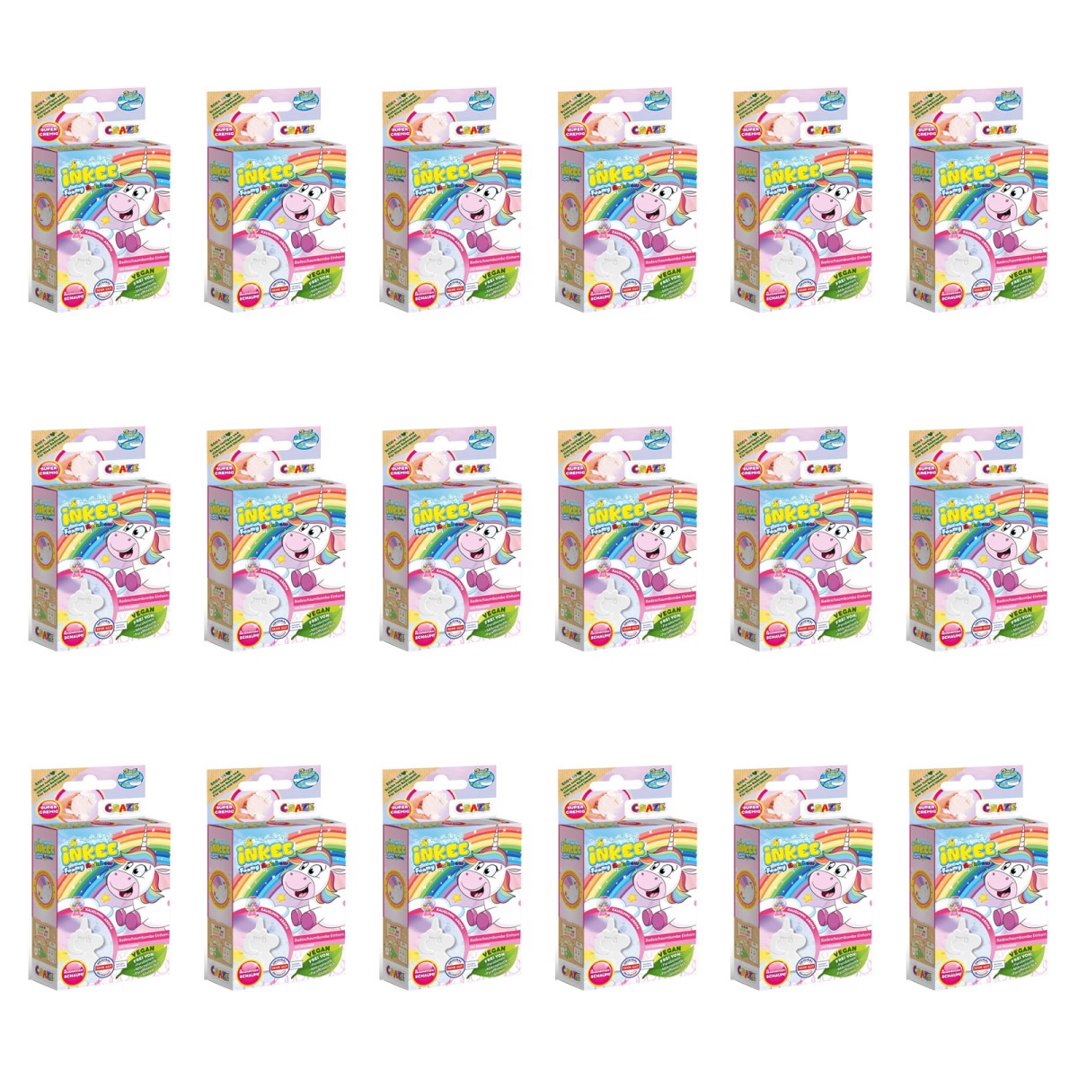 CRAZE 45206 BUNDLE - INKEE - Foamy Rainbow - Unicorn - Schaumige Badbombe mit Kaugummi Duft