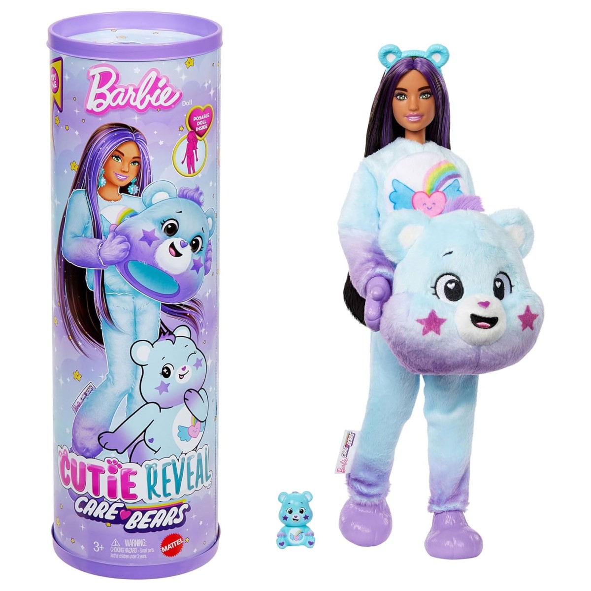 Mattel JFV61 - Barbie - Cutie Reveal - Care Bears - Glücksbärchi - Puppe mit Dream-Bright Kostüm & 10 Überraschungen, Serie 2