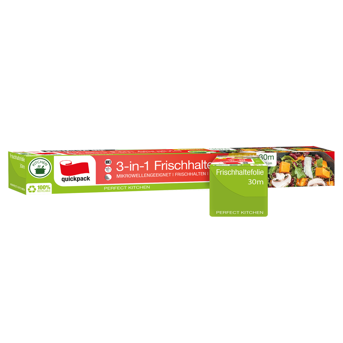 SPAR-SET 428657 - QuickPack  - Premiumline - 12 Frischhaltefolien 3-in-1, transparent, 30m