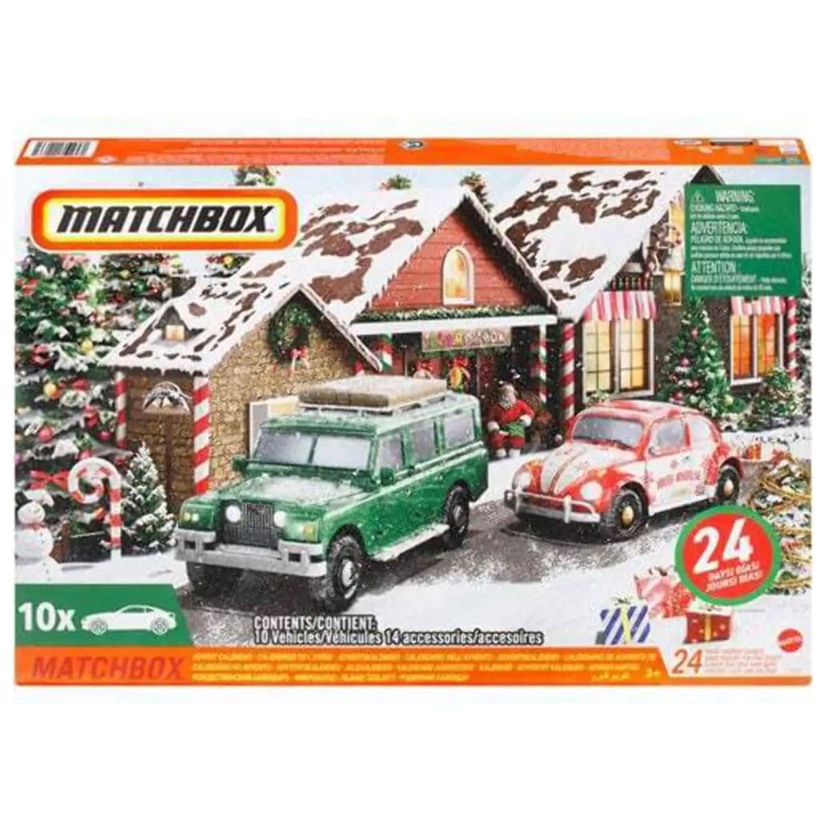 Mattel HLH04 - Matchbox - Adventskalender 2023, 10 Autos und Zubehör