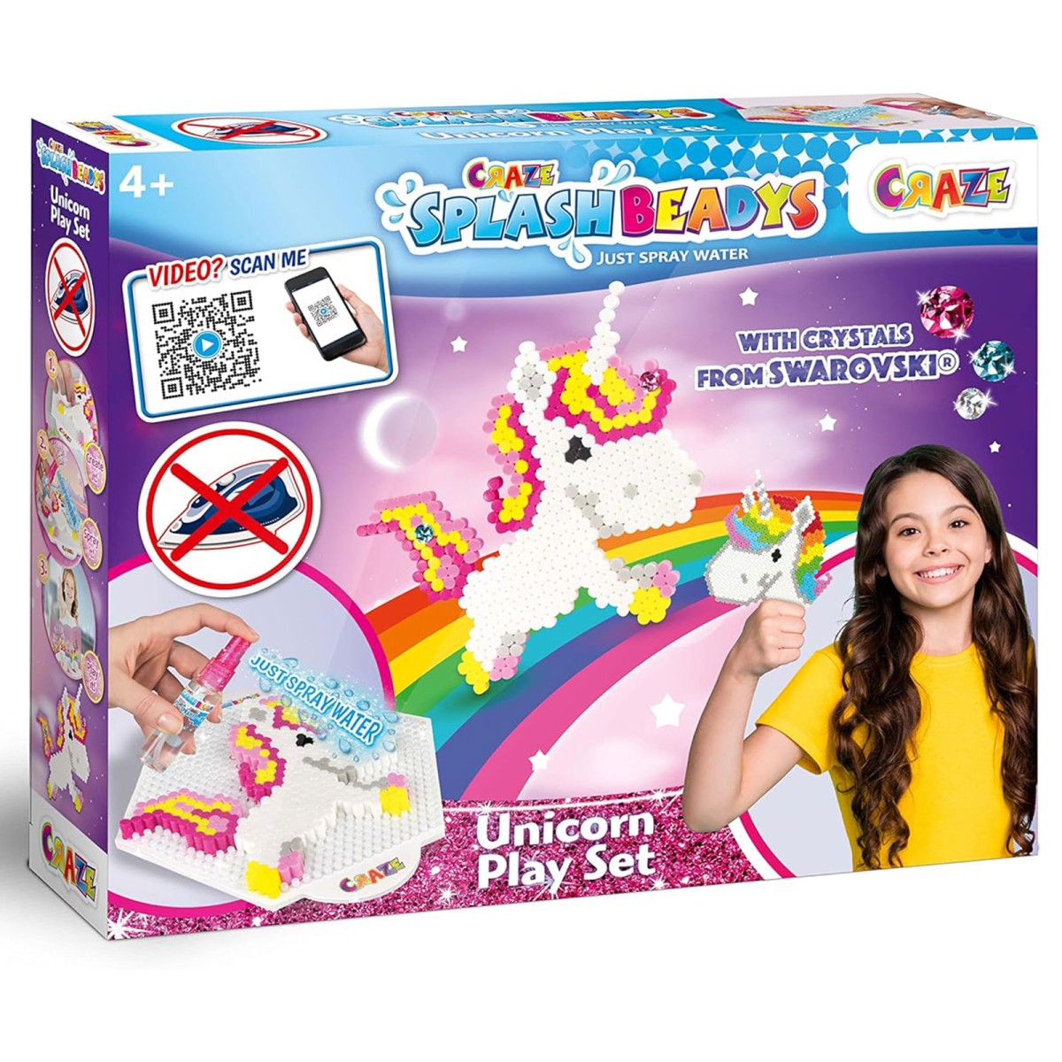CRAZE 58467 - Splash Beadys - Steckperlen - Einhorn, Wasserperlen